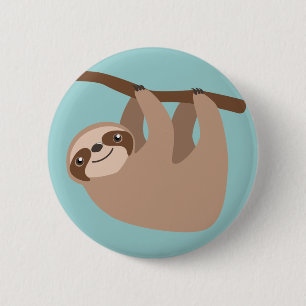 Niedlicher Sloth auf einer Niederlassung Button