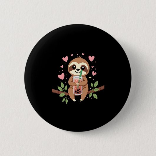 Niedlicher Sloth Boba Bubble Milk Teatro Sociale B Button (Vorderseite)