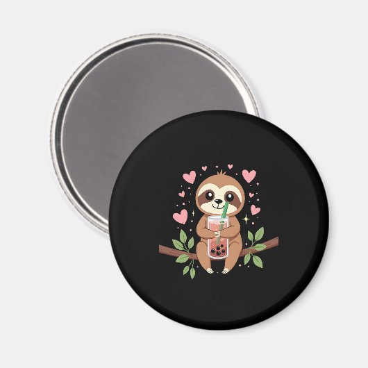 Niedlicher Sloth Boba Bubble Milk Teatro Sociale B Magnet (Vorderseite/Rückseite)