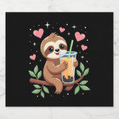 Niedlicher Sloth Boba Bubble Milk Teatro Sociale B Schaumweinetikett (Einzelnes Label)