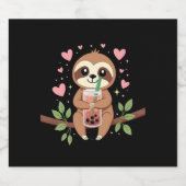 Niedlicher Sloth Boba Bubble Milk Teatro Sociale B Schaumweinetikett (Einzelnes Label)