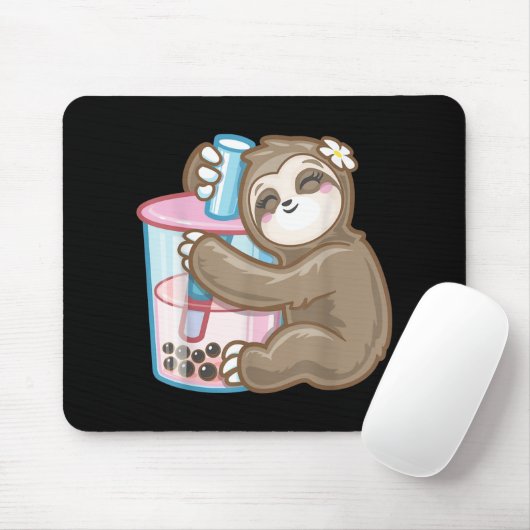 Niedlicher Sloth Boba Bubble Milk Tee Kawaii Girl Mousepad (Mit Mouse)
