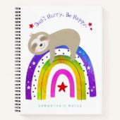Niedlicher Sloth Boho Regenbogen Beeilen Sie sich  Notizblock (Vorderseite)