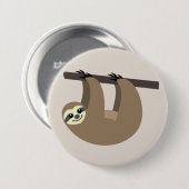 Niedlicher Sloth-Cartoon Button (Vorne & Hinten)