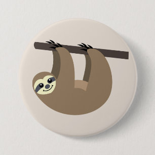 Niedlicher Sloth-Cartoon Button