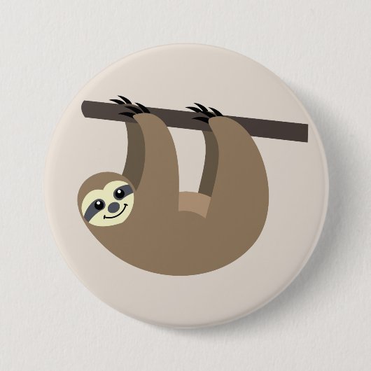 Niedlicher Sloth-Cartoon Button (Vorderseite)