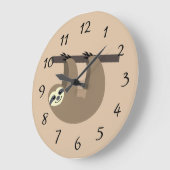 Niedlicher Sloth Cartoon Große Wanduhr (Winkel)