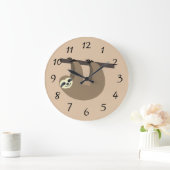 Niedlicher Sloth Cartoon Große Wanduhr (Zuhause)