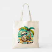 Niedlicher Sloth Cool wie Daddy unter Palm Tree Tragetasche (Rückseite)