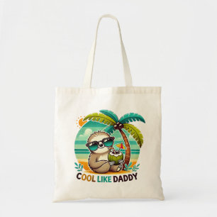 Niedlicher Sloth Cool wie Daddy unter Palm Tree Tragetasche