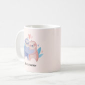 Niedlicher Sloth Couple Personalisierter Valentins Kaffeetasse (Vorderseite Links)