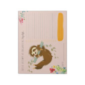 Niedlicher Sloth Daily Planner Personalisiert Note Notizblock (Rotiert)