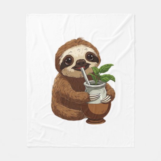 Niedlicher Sloth Drink Yerba Mate - Adorable Kawai Fleecedecke (Vorderseite)