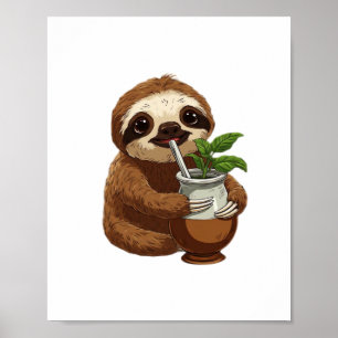 Niedlicher Sloth Drink Yerba Mate - Adorable Kawai Poster