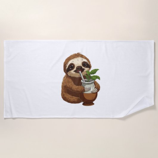 Niedlicher Sloth Drink Yerba Mate - Adorable Kawai Strandtuch (Vorderseite)