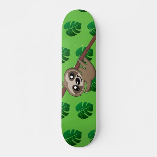 Niedlicher Sloth-Dschungel Grüner Cartoon Regenwal Skateboard (Vorne)