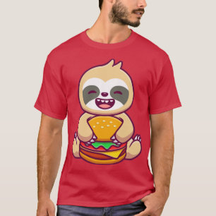 Niedlicher Sloth Eating Burger T-Shirt