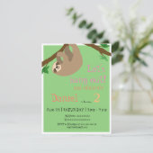 Niedlicher Sloth, Geburtstags-Party Einladung (Stehend Vorderseite)