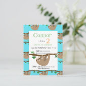 Niedlicher Sloth, Geburtstags-Party Einladung (Stehend Vorderseite)