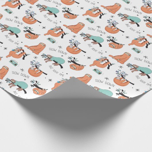 Niedlicher Sloth Geschenkpapier (Ecke)