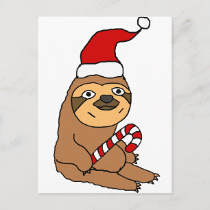 Niedlicher Sloth in der Weihnachtsmannmütze Weihna Feiertagspostkarte