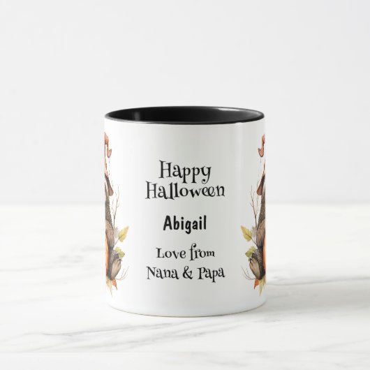 Niedlicher Sloth Jack o' Lantern Kids Halloween Tasse (Zentrum)