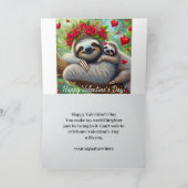 Niedlicher Sloth Kids Valentinstag Feiertagskarte (Innenseite)