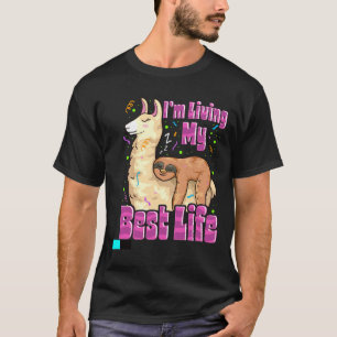 Niedlicher Sloth Llama Living my Best Life Napping T-Shirt