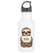 Niedlicher Sloth mit einem Namensschild Edelstahlflasche (Vorderseite)
