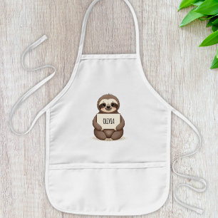 Niedlicher Sloth mit einem Namensschild Kinderschürze