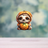 Niedlicher Sloth mit Pumpkin Halloween Cartoon Vec Acrylschild (Neutral)