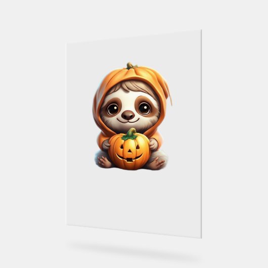 Niedlicher Sloth mit Pumpkin Halloween Cartoon Vec Acrylschild (Winkel)
