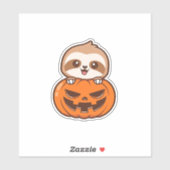 Niedlicher Sloth mit Pumpkin Halloween Cartoon Vec Aufkleber (Blatt)