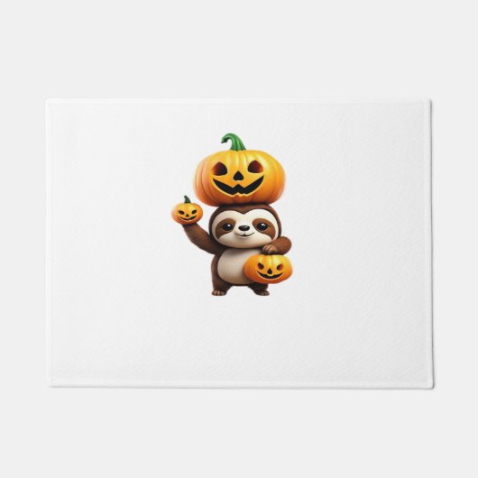 Niedlicher Sloth mit Pumpkin Halloween Cartoon Vec Fußmatte (Vorderseite)