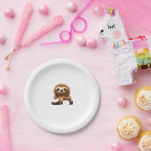 Niedlicher Sloth mit Pumpkin Halloween Cartoon Vec Pappteller (Party)