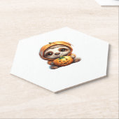 Niedlicher Sloth mit Pumpkin Halloween Cartoon Vec Untersetzer (angewinkelt)