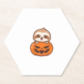 Niedlicher Sloth mit Pumpkin Halloween Cartoon Vec Untersetzer (Vorderseite)
