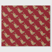 Niedlicher Sloth mit Ren-Geweih-Weihnachtskunst Geschenkpapier (Flach)