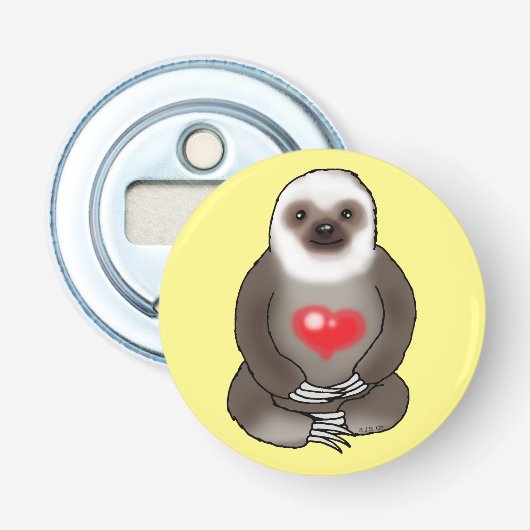 niedlicher Sloth mit rotem Herzen Flaschenöffner (Vorderseite)