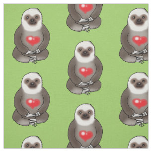 niedlicher Sloth mit rotem Herzen Stoff