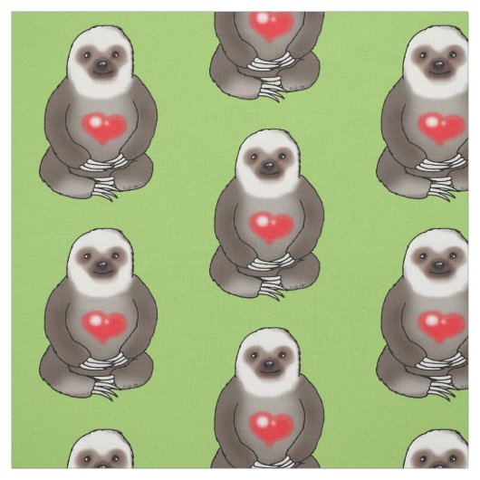 niedlicher Sloth mit rotem Herzen Stoff (Muster)