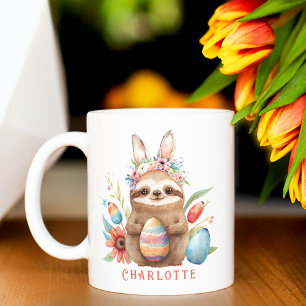 Niedlicher Sloth Oaster Kanincheneier Name Kaffeetasse