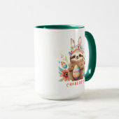 Niedlicher Sloth Oaster Kanincheneier Name Tasse (VorderseiteRechts)