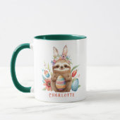 Niedlicher Sloth Oaster Kanincheneier Name Tasse (Links)
