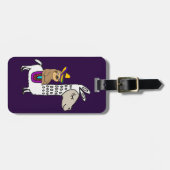 Niedlicher Sloth-reitenes weißes Lama Gepäckanhänger (Vorderseite horizontal)