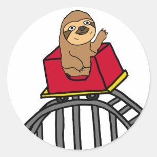 Niedlicher Sloth Riding Roller Untersetzer Cartoon Runder Aufkleber