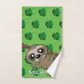 Niedlicher Sloth Safari Green Cartoon Dschungel Badhandtuch Set (Handtuch)