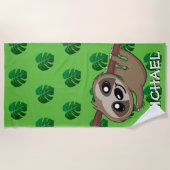 Niedlicher Sloth Safari Green Cartoon Dschungel Strandtuch (Vorderseite)