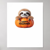 Niedlicher Sloth sitzt in einem Kürbis. Text Happy Poster (Vorne)