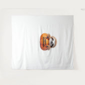 Niedlicher Sloth sitzt in einem Kürbis. Text Happy Wandteppich (Vorderseite (Horizontal))